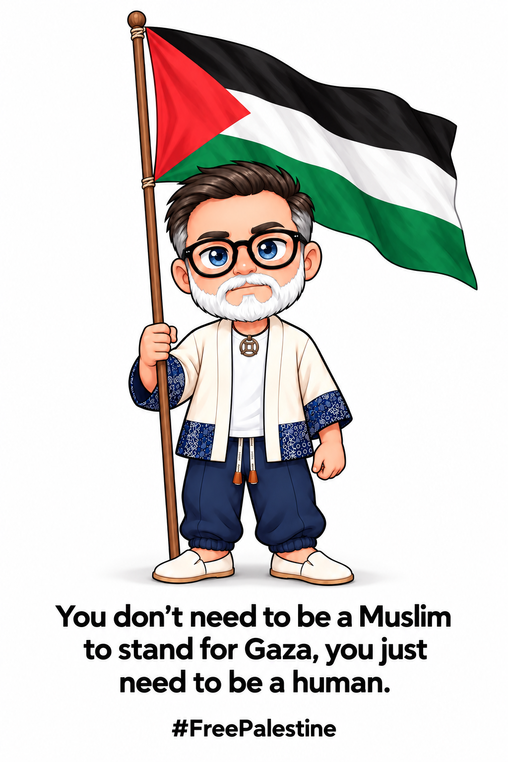 Jamesley standing solemnly holding a Palestinian flag. You don’t need to be a Muslim to stand for Gaza, you just need to be a human. #FreePalestine